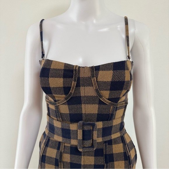 Free People Hold Me Tight Jumpsuit Indigo Combo Gingham Belted Wide Leg Size XS - Picture 8 of 10